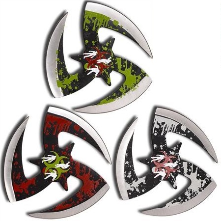 Titanium Finish Throwing Stars - Rainbow Ninja Stars Set