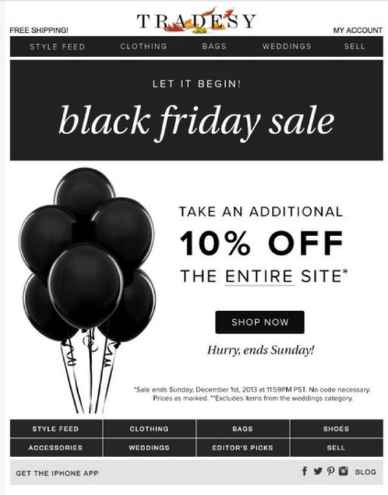 Black Friday promotional email