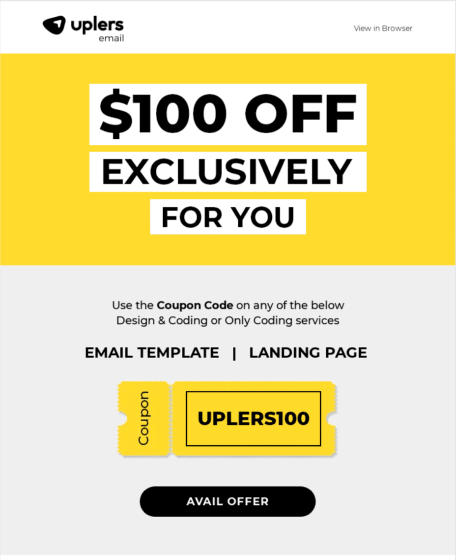 Promotional email with coupon